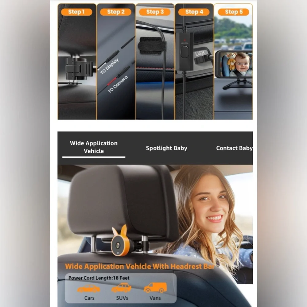 Babyvue BV2 USB Baby Car Camera, 4.5'' HD 1080P - NEW - Picture 10 of 10